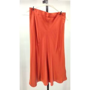 Quince Satin A-Line Midi Skirt in Russet Orange